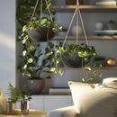 LA JOLIE MUSE Hanging Planters for Indoor Plants, Medium Hanging Planters with Drain Holes, Outdoor Hanging Flower Pots, Matte Black, Honeycomb (10 Inch, Set of 2) by CozyNest Decor
