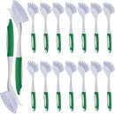 Hsei 20 Pcs Green Kitchen Scrub Dish Brush Bulk with 11 Inch Anti Slip Handle Cleaning Dish Scrubber with Stiff Bristles Washing Scrub Brushes for Housekeeping for Pots and Pans, Kitchen Sink by CozyNest Decor