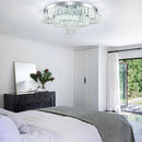 21 Inch Crystal Chandeliers with Remote Control LED Chandelier Modern Mount Flush Mount Chandelier Ceiling Light Fixtures for Bedroom Living Room Dining Room(Dimmable) by CozyNest Decor