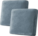 H.VERSAILTEX Velvet Stretch Couch Cushion Cover Plush Cushion Slipcover for Chair Loveseat Sofa Cushion Furniture Protector Seat Cushion Sofa Cover (2 Piece Large Sofa Cushion Covers, Stone Blue) by CozyNest Decor