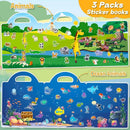 Reusable Sticker Books for Toddlers 1-3, 3 Sets Sticker Books for Toddlers 2-4 Years, Toddler Travel Toys for Kids 2 3 4 Year Old Girls Boys by TinyTreasures Baby Boutique