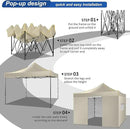 COBIZI 10x10 Heavy Duty Pop up Canopy with 4 Removable Sidewalls, Canopy Tent with Portable Bag, Ez Pop up Tent Commercial Gazebo Waterproof Sunshade for All Weather Party Camp Stall Patio,Khaki by GreenHaven Gardens