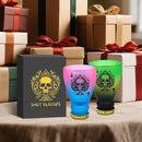 Spades Skull Pattern Glass Shot Glasses, Unique Wine Bottle Shot Glass, 43ml Shot Cups Set of 2 with Gift Box for Alcohol Shots, Vodka, Expresso, Tequila & Dessertsor, Gothic Christmas Gift by CozyNest Decor