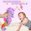 Fuzqq Baby Girl Toys 0-6 Months,Musical Stuffed Animal Plush Toy with Rattle,Soft Newborn Toy for 0 3 6 9 12 Months Girls,Baby Girl Gift,Purple by TinyTreasures Baby Boutique