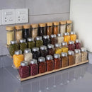 nianfeng Tiered Spice Rack, 4-Tier Spice Pantry Kitchen Cabinet Organizer, 19.9-Inch, Natural Wood Acrylic Stair Riser Stand, Countertop Seasoning Shelf by CozyNest Decor