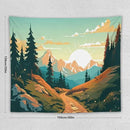HZOHNAGO Mountain Tapestry Forest Mountain Sunrise Road Pattern Printed Wall Tapestry Wall Hanging for Bedroom Living Room Dorm 60" W x 50" H by CozyNest Decor