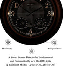 CLXEAST 24 Inch Illuminated in/Outdoor Lighted Atomic Analog Wall Clock with Thermometer & Hygrometer, Oversized Large Waterproof Wall Clocks for Living Room Decor,Bronze Finish by CozyNest Decor