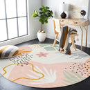 Lahome Pink 6' Round Area Rug, Non-Slip Soft Ultra-Thin Washable Floral Boho Rugs for Living Room, Dining Room, Bedroom, Entryway, Office Dorm, Lightweight by TinyTreasures Baby Boutique