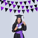 Purple and Black Party Decorations Metallic Fabric Triangle Pennant Banner Flag Bunting Garland for Graduations Birthday Retirement Wedding Baby Shower Bachelorette Halloween Outdoor Party Supplies by GreenHaven Gardens