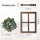 Rustic Wood Window Frame with Green Wreath and Arrows Wall Decor，Farmhouse Window Frame Hanging Decor,Wooden Fake Decoration,Window Pane Wall Decor,Set of 2 (Brown) by CozyNest Decor