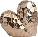 Deco 79 Ceramic Heart Decorative Sculpture Dimensional Angled Origami Inspired Home Decor Statue with Faceted Exterior, Accent Figurine 12" x 6" x 11", Rose Gold by CozyNest Decor