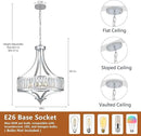 Modern Chrome Crystal Chandelier, 20 Inch Large Ceiling Pendant Light Fixture with 50'' Adjustable Hanging Chain, 5-Light Farmhouse Chandelier for Dining Room, Living Room, Bedroom, Entryway by CozyNest Decor