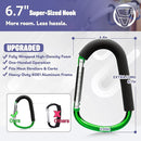 sprookber 6.7 Inch Large Stroller Hooks for Diaper Bags & Purses, Heavy Duty Mommy Hooks for Shopping, Grocery, Backpack – Baby Stroller Accessories, Set of 2 (Green) by TinyTreasures Baby Boutique