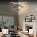 4-Light Black Crystal Chandeliers Flush Mount Chandelier Light Fixture with K9 Crystals Modern Ceiling Lights Elegant Square Lamp for Bedroom,Hallway,Bar,Living Room,Dining Room,H5.9 xW13.7 by CozyNest Decor