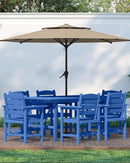 Patio Dining Set for 6 with Umbrella Hole - 66" Outdoor Table & 6 Chairs, All-Weather HDPE Outdoor Furniture for Lawn, Garden, Backyard, Poolside, Navy by GreenHaven Gardens