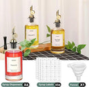 VOISEN Olive Oil Dispenser Bottle for Kitchen, Glass Oil Bottle Set of 6, Coffee Syrup Dispenser,Glass Oil Container with Metal Pourer,Funnel,56 Waterproof Labels by CozyNest Decor