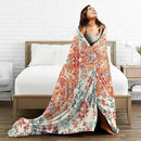 HGOD DESIGNS Carpet Pattern Throw Blanket Boho Style Ethnic Design Orange Blue Soft Blankets and Throws 50x60 Inch Caring for Women Men (130x150cm) by CozyNest Decor