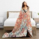 HGOD DESIGNS Carpet Pattern Throw Blanket Boho Style Ethnic Design Orange Blue Soft Blankets and Throws 40x50 Inch Caring for Women Men (100x130cm) by CozyNest Decor