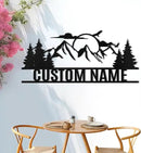 Personalized Mountain Metal Sign, Metal Mountain Wall Art Decor, Custom Family Name Sign, Custom Sign Outdoor Metal, Forest Home Decor Sign, Nature Wall Art, Cabin Decor, Housewarming Gifts by CozyNest Decor