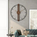 Modern Walnut Dial Wall Clock, Wood Large Wall Clock Decor Metal Frame Silent Non Ticking for Living Room, Bedroom, Kitchen, Study Decoration, Handmade Home Gift Idea, 28 in (70 cm) by CozyNest Decor