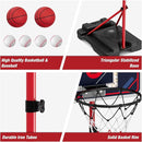 4 in 1 Kids Basketball Hoop and Tball Set for Toddlers 3-5, Basketball Goal with Scoreboard & LED, Hanging Tee Ball Stand with Baseball Pitching Machine, Indoor Outdoor Sport Toys for Boys 4-8 by TinyTreasures Baby Boutique