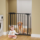 Narrow Baby Gates for Stairs Doorways Auto Close Tension Black Metal Child Pet Safety Gates with Pressure Mount 29-34 Inch Wide by TinyTreasures Baby Boutique
