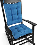 BUYUE Chair Cushion Set for Rocking Chair, Back Pillow & Seat Cushion with Ties, Original Woven Fabric Non-Slip Chair Pads for Elderly Sitting, Blue by CozyNest Decor