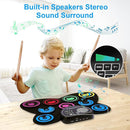 9-Pads Electronic Drum Set with Headphone Jack Speaker Drumsticks & Pedals, Holiday Gifts for Kids by TinyTreasures Baby Boutique