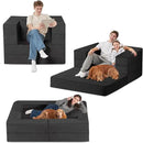 Folding Bean Bag Chair for Adults,3-in-1 Bean Bag Couch Faux Fur Floor Sofa Large Beanbag Convertible Bean Bag Sofa Bed with Pillow in Bedroom,Living Room,Apartment(Twin,Black) by CozyNest Decor