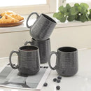 Hasense Dark Grey Coffee Mugs Set of 4, 12oz Ceramic Coffee Cups, Latte Mug with Large Handle for Coffee, Tea, Milk and Hot Cocoa,Easy Hold & Clean, Dishwasher & Microwave Safe by CozyNest Decor