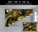 WFBHUA-Gold and Green Tropical Jungle Palm Leaf Wallpaper Mural Monstera Wall Mural for Living Room Bedroom (Not Peel and Stick) by CozyNest Decor