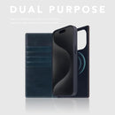 D7 Italian Wax Leather Wallet Case for iPhone 15 Pro Max - [2-in-1] Handcrafted Detachable Diary Style with Magnetic MagSafe Back Cover, Gift Box Included (Blue) by TinyTreasures Baby Boutique