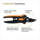 Fiskars Floral Pruning Shears - Plant Cutting Scissors/Garden Clippers For Deadheading and Working with Flowers - Black/Orange by GreenHaven Gardens