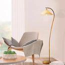 GLOBE Electric x Novogratz 61000043 62" Floor Lamp, Wood Toned, White Pleated Shade, Pivot Joint on Shade, On/Off Foot Switch, Black Cord, Modern Lighting for Living Room or Office by CozyNest Decor