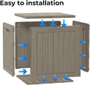 35 Gallon Outdoor Storage Box Waterproof Lockable Resin Deck Box Large, Patio Storage Bin for Pool Accessories Cushion Furniture, Garden Tools, UV-Resistant Outside Delivery Grey by CozyNest Decor