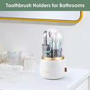 Toothbrush Holders for Bathrooms,Rotating 7-Slot with Cover and Draining Water,Kids Electric Toothbrush Holder and Toothpaste Stand Storage for Bathroom Accessories Counter Organizer Vanity by CozyNest Decor
