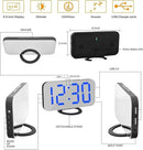 Digital Alarm Clock,Mirror Surface LED Electronic Clocks,with USB Charger,Snooze Model, Auto/Custom Brightness,for Office Table Bedroom Nightstand(Black-Blue) by CozyNest Decor