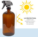 Cornucopia 32oz Amber Glass Spray Bottles (2-Pack); Brown Bottles w/ 3-Setting Trigger Sprayers; Includes Caps for Storage by GreenHaven Gardens