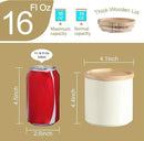 Sweejar Kitchen Canisters Ceramic Food Storage Jar, Stackable Containers with Airtight Seal Wooden Lid for Serving Ground Coffee, Tea, Sugar, Salt and More - 16 Fl Oz (Beige) by CozyNest Decor