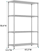 IZEUK 3400 LBS Garage Shelving Wide Storage Shelves 4 Tier Metal Shelves Heavy Duty Adjustable Utility Shelf Rack Chrome 17.7" D x 47.2" W x 70.4" H by CozyNest Decor