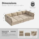 136.4" Oversized Modular Sectional Sleeper Sofa Bed, U Shaped Convertible Couch with Movable Ottoman, Large 8 Seat Corner Couches for Living Room Deep Seat Beige Chenille by CozyNest Decor