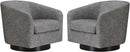 CHITA Swivel Accent Chair, FSC Certified Upholstered Fabric Barrel Chair for Living Room Set of 2, Fully Assembled, Pebble Grey by CozyNest Decor