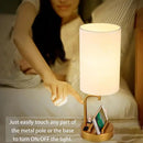Dreamholder Touch Control USB Table Lamp, Upgraded 3-Way Dimmable Bedside Desk Lamp with USB C & A Charging Ports and AC Outlet, Nightstand Lamp for Bedroom, Dimmable Bulb Included, Gold by CozyNest Decor