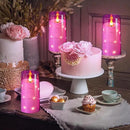 NURADA 3"x6"Flickering Flameless Candles: Built-in Star String Lights 3D Wick Battery Operated LED Pillar Candles with Remote and Timer for Table Wedding Centerpieces Party - 2 Pack Purple by CozyNest Decor