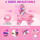 Rainbow Toddler Roller Skates - Size 4 Adjustable | Light Up Quad Skates for Girls & Boys Beginners Aged 3-12 by TinyTreasures Baby Boutique