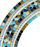 Mosaic Mirror, Wall Art Décor – Handcrafted Decorative Wall Mirror, Light and Navy Blue, Brown, Gray, and Black Round Mosaic by CozyNest Decor