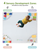 Baby Play Mat, 50''x50'' Playpen Mats with 4 Sensory Development Zones for Motor Skills, Unique Crawling Mats with Non-Slip Cushioned That Fits Nicely into Any Playroom, Grey by TinyTreasures Baby Boutique