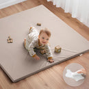Blissful Diary Vegan Leather Baby Play Mat, 47x47 Thicken Foam Cushioned & Waterproof Playpen Mat for Infants and Toddlers, Stylish and Just Wipe-Clean Playmat for Baby Play on Floor, Taupe by TinyTreasures Baby Boutique