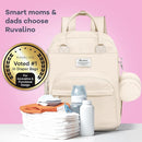 RUVALINO Diaper Bag Backpack-Multifunction Baby Travel Bag with Changing pad, Insulated Bottle Holders & Pacifier Case, Large Capacity, Waterproof, Beige by TinyTreasures Baby Boutique