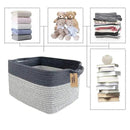 COMFY-HOMI 3Pack Cotton Rope Square Basket with Handles for Shelves|Dog Toy Storage Bin|Shoe Organizer - New 13.5" x 11" x 9.5" (Light Grey) by CozyNest Decor